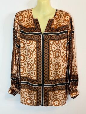 Insight Brown and Cream Printed Blouse